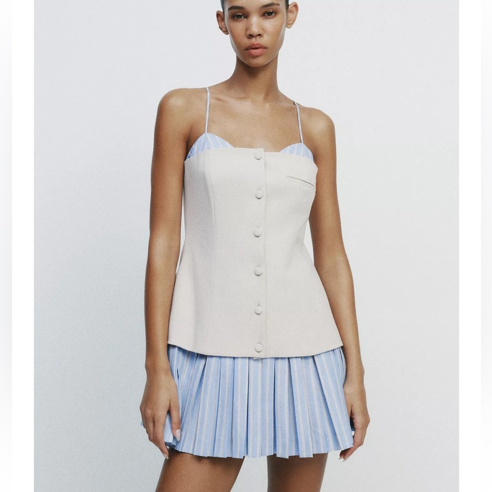 ZARA COMBINATION SHORT POPLIN DRESS - Picture 4 of 12